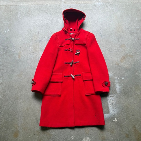 Gloverall Other - Gloverall Red Wool Duffle Coat Vintage Hooded Toggle Mens GB 34